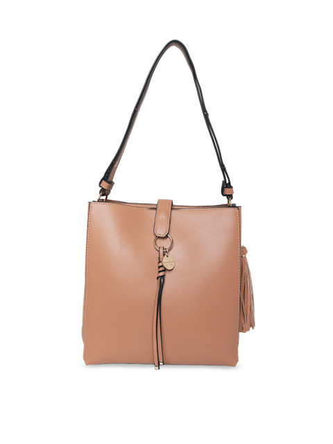 

ALDO Brown PU Structured Shoulder Bag with Tasselled