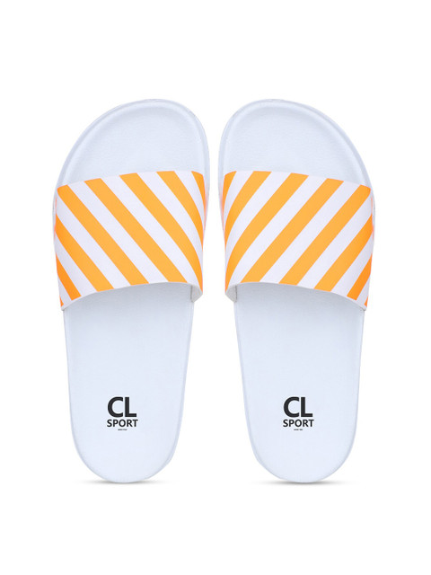 

Carlton London sports Women White & Orange Striped Sliders