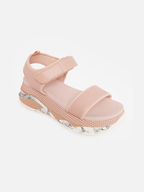 

ALDO Pink Textured Flatform Sandals with Buckles