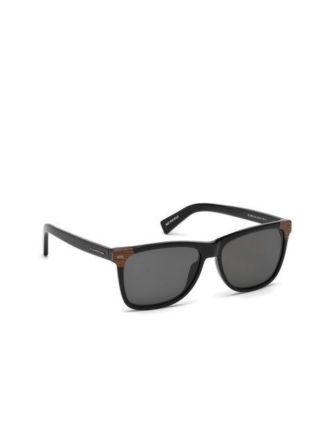 

Ermenegildo Zegna Men Grey Lens & Black Square Sunglasses EZ0082 56 01A