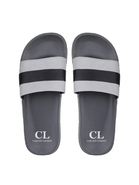 

Carlton London Men Grey Striped Sliders