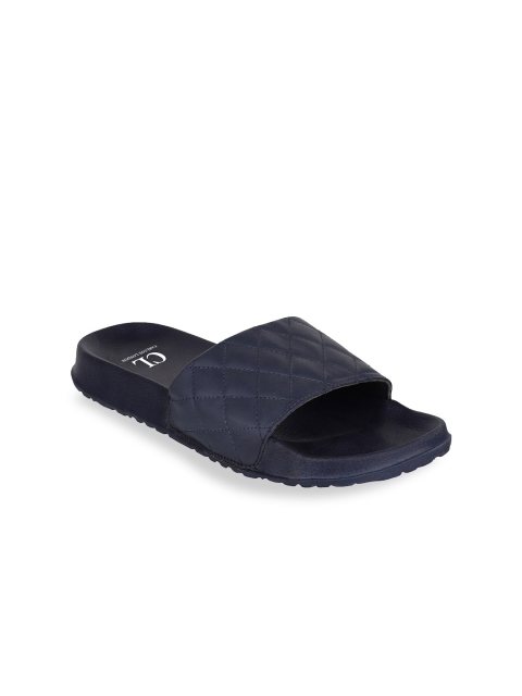 

Carlton London Men Navy Blue Self Design Sliders