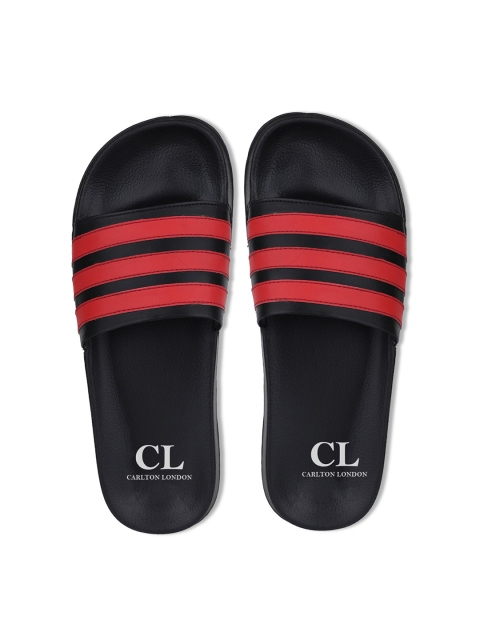 

Carlton London Men Black & Red Striped Sliders