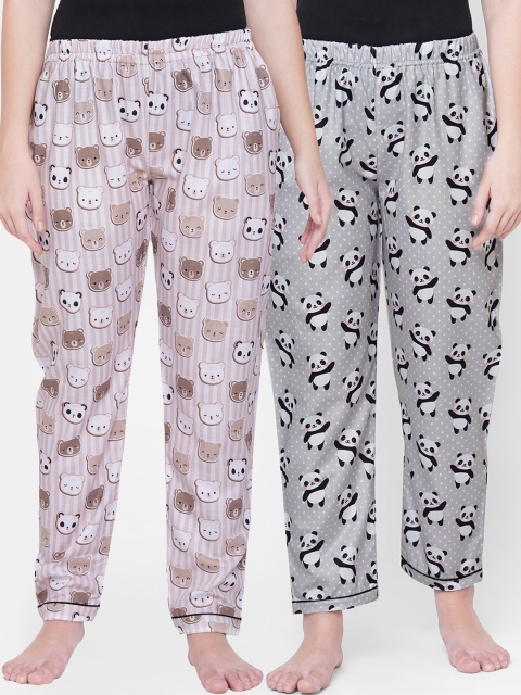 

FashionRack Women Pack of 2 Printed Cotton Lounge Pants, Brown