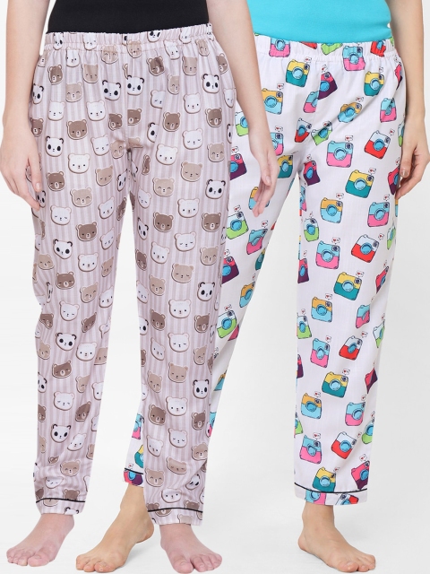 

FashionRack Set of 2 Printed Cotton Lounge Pants, Brown