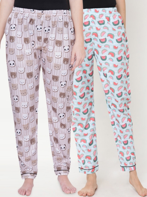 

FashionRack Pack Of 2 Women Printed Lounge Pants, Multi