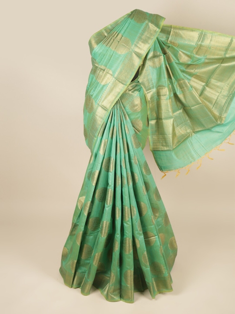 

Pothys Green & Gold-Toned Ethnic Motifs Zari Saree