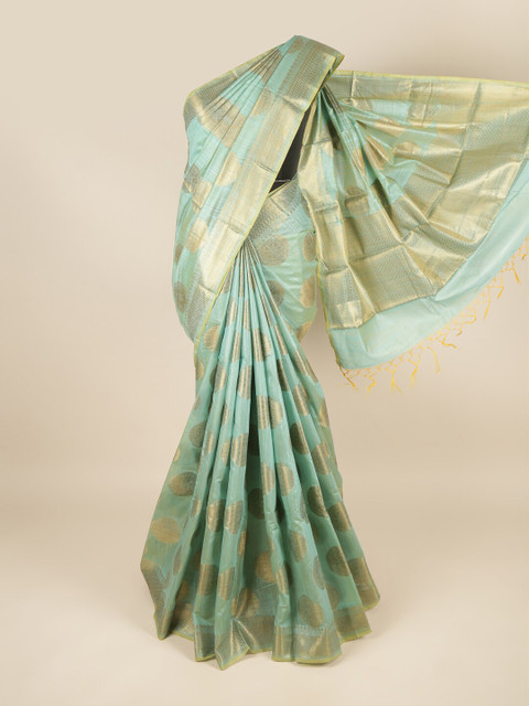 

Pothys Green & Gold-Toned Woven Design Zari Saree
