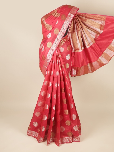 

Pothys Pink & Gold-Toned Woven Design Zari Saree