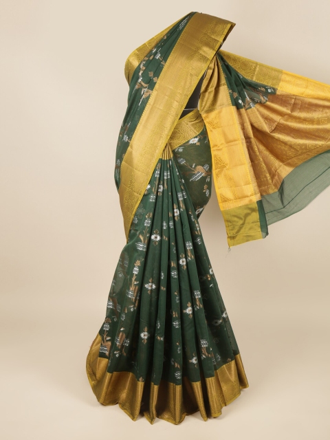 

Pothys Green Ethnic Motifs Printed Zari Saree