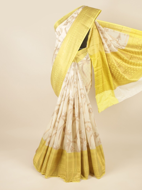 

Pothys Off White Cotton Blend Woven Design Floral Saree