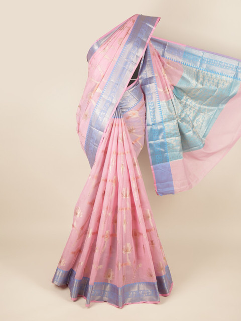 

Pothys Pink & Blue Woven Design Zari Saree