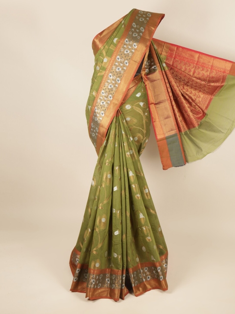 

Pothys Green & Maroon Ethnic Motifs Zari Saree