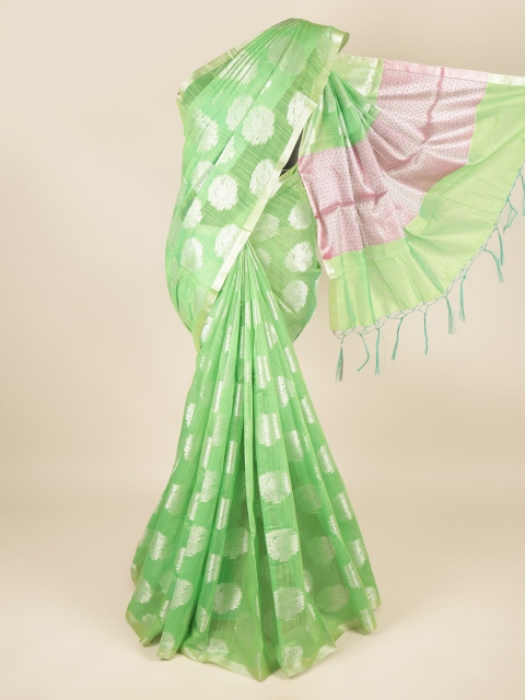 

Pothys Women Green Cotton Blend Sarees