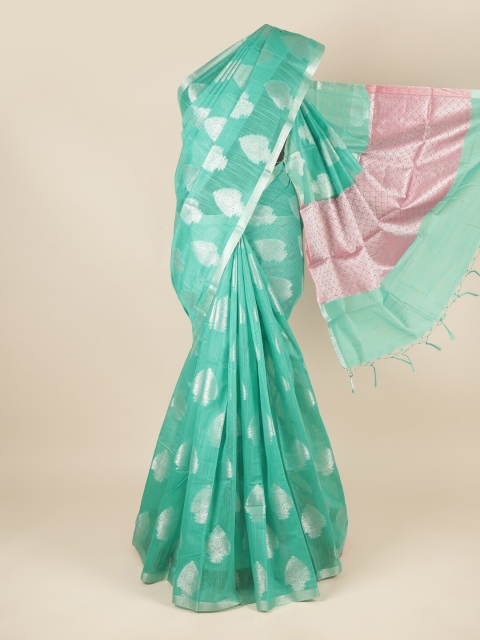 

Pothys Green & Pink Ethnic Motifs Zari Saree