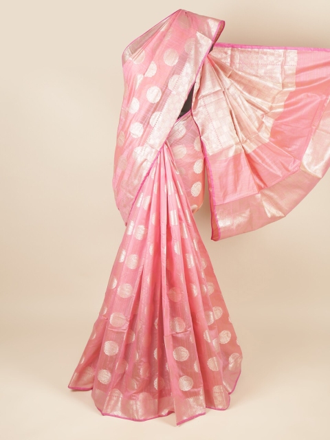 

Pothys Pink & Gold-Toned Ethnic Motifs Zari Saree