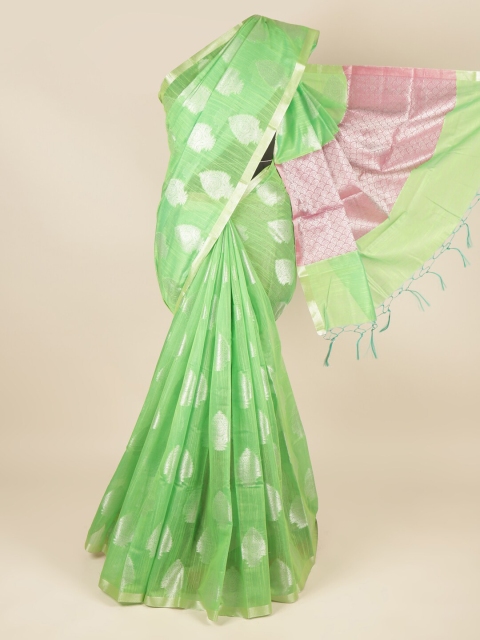 

Pothys Green & Pink Ethnic Motifs Zari Saree