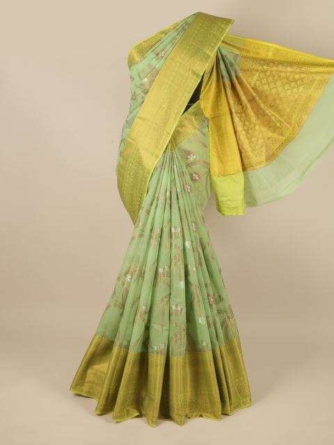 

Pothys Women Green Cotton Blend Sarees