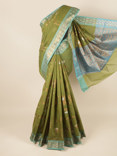 

Pothys Green & Blue Floral Zari Saree