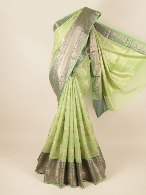 

Pothys Green & Grey Floral Zari Saree