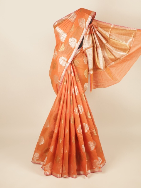 

Pothys Orange & Gold-Toned Woven Design Zari Saree