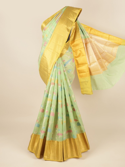 

Pothys Green & Gold-Toned Floral Saree