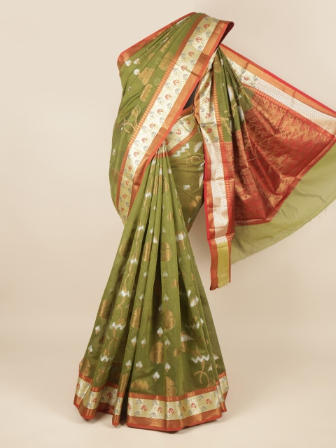

Pothys Green & Maroon Woven Design Zari Saree