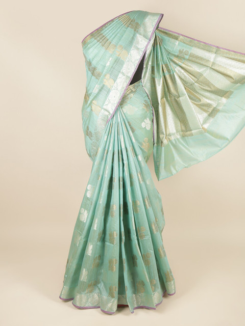 

Pothys Blue & Gold-Toned Woven Design Zari Saree