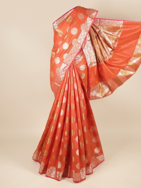 

Pothys Women Rust Cotton Blend Sarees