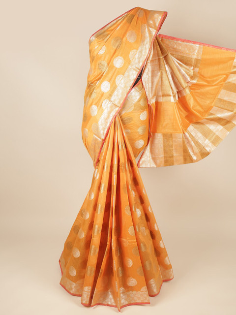

Pothys Orange & Gold-Coloured Ethnic Motifs Zari Saree