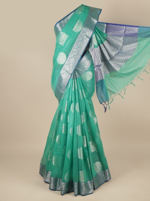 

Pothys Women Green Cotton Blend Sarees