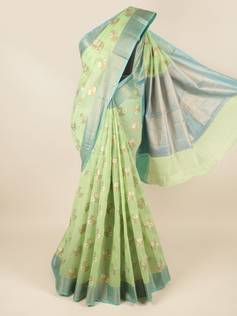 

Pothys Women Green Cotton Blend Sarees