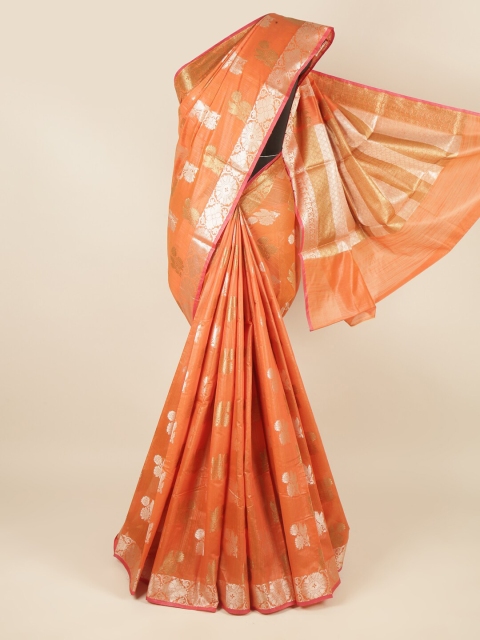 

Pothys Women Orange Cotton Blend Sarees