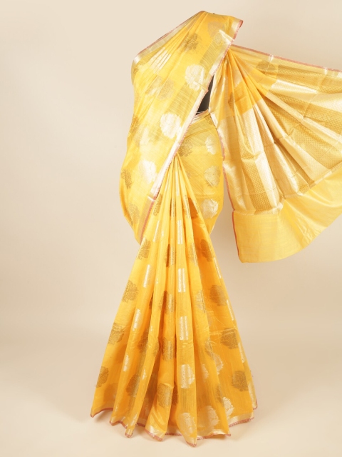 

Pothys Women Yellow Cotton Blend Sarees