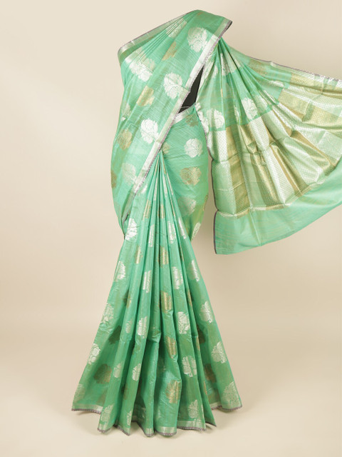 

Pothys Green & Gold-Toned Woven Design Saree