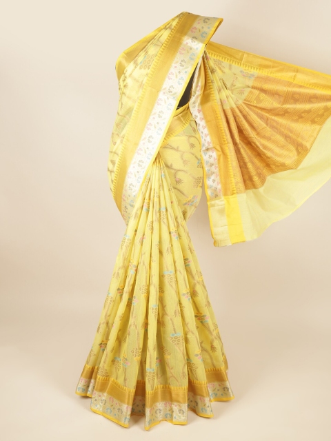 

Pothys Women Yellow Cotton Blend Sarees