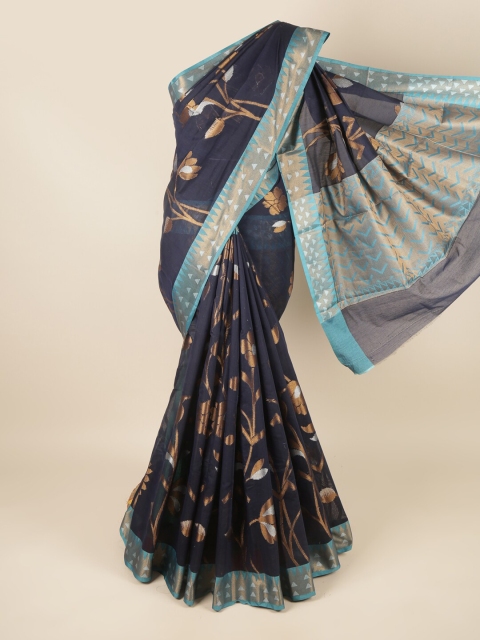 

Pothys Blue & Black Floral Zari Saree