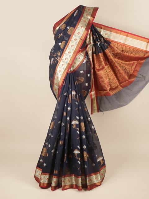 

Pothys Women Blue Cotton Blend Sarees
