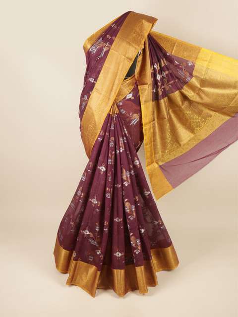 

Pothys Women Purple Cotton Blend Sarees