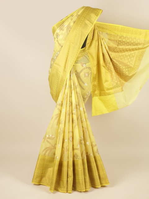 

Pothys Yellow & Gold-Coloured Floral Woven Design Zari Saree
