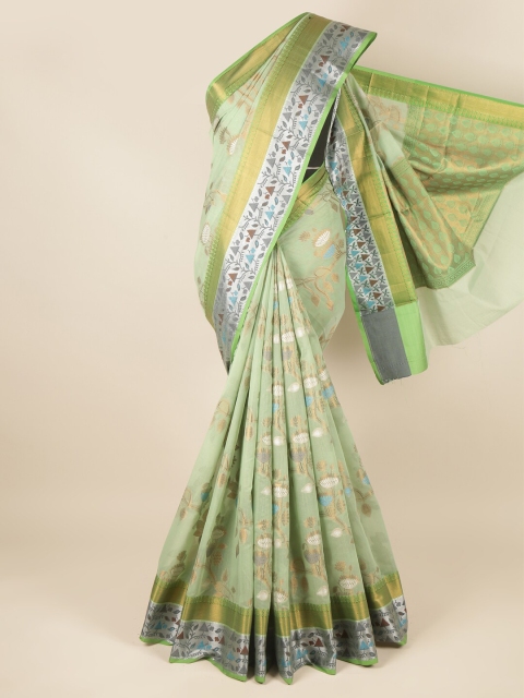 

Pothys Green & Gold Ethnic Motifs Zari Saree