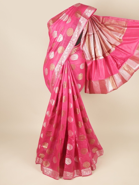

Pothys Pink & Gold-Toned Woven Design Zari Saree