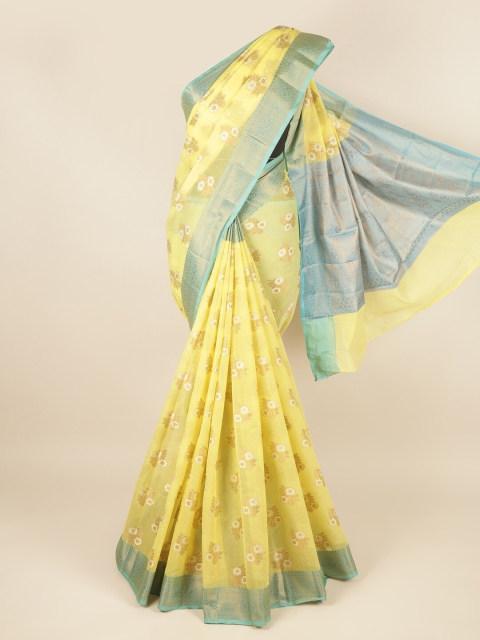 

Pothys Women Yellow Cotton Blend Sarees