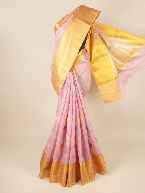 

Pothys Women Pink Cotton Blend Sarees