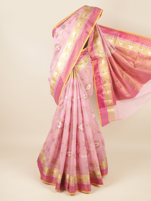 

Pothys Women Pink Cotton Blend Sarees