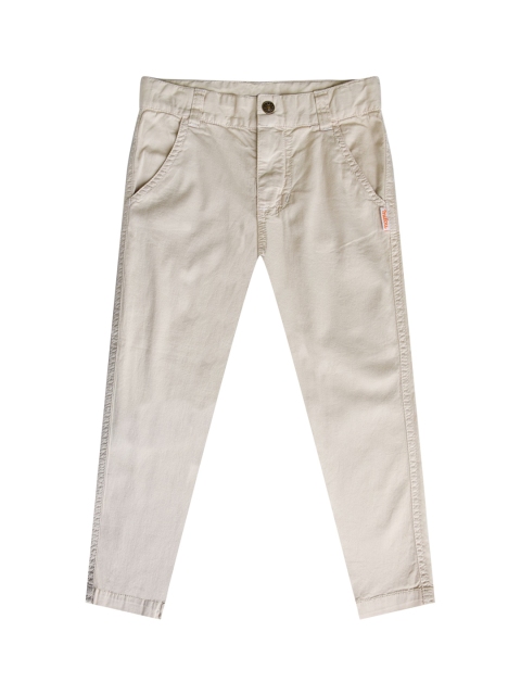 

milou Boys Beige Pure Cotton Regular Fit Mid-Rise Jeans
