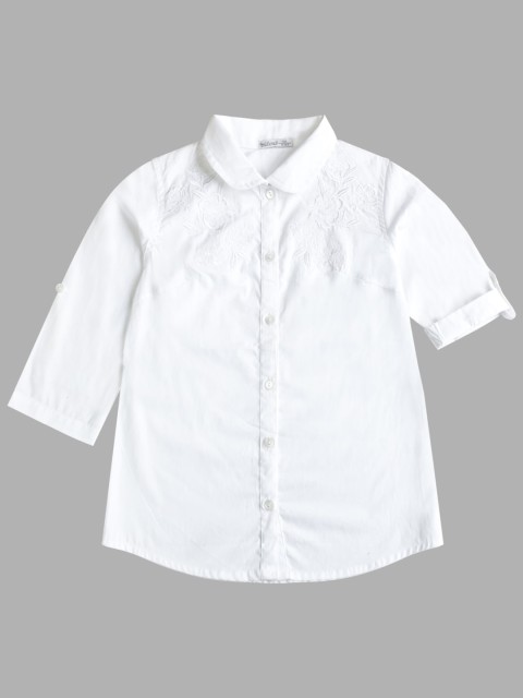 

milou Girls White Solid Pure Cotton Casual Shirt