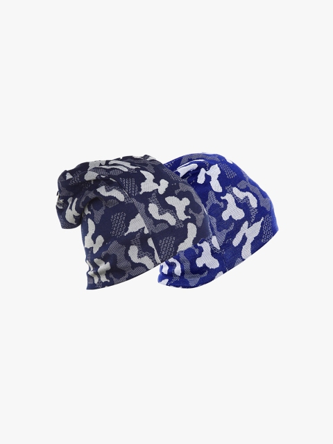 

VIMAL JONNEY Unisex Pack of 2 Printed Beanie, Navy blue