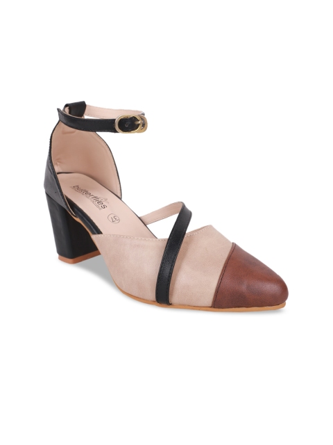 

Butterflies Women Black & Beige Block Pumps