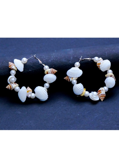 

AVANT-GARDE PARIS White Circular Seap Hoop Earrings